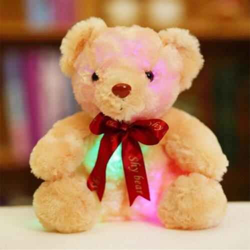 25CM Luminous Teddy Bear Stuffed Plush Led Light Animals Pillow Girls Baby Birthday Christmas Gifts Toys for Kids Children