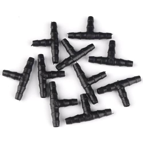 500pcs/lot 4/7mm Hose Tee Connectors Greenhouse Drip Irrigation Home Garden Plants Automatic Watering System Sprinklers Joints