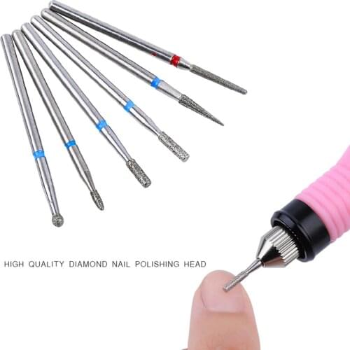 6Pcs Emery Rotary Nail Art Drill Bits Manicure Pedicure Gel Polish Removal Tool Cuticle Clean Drill Bits Apparatus for Manicure