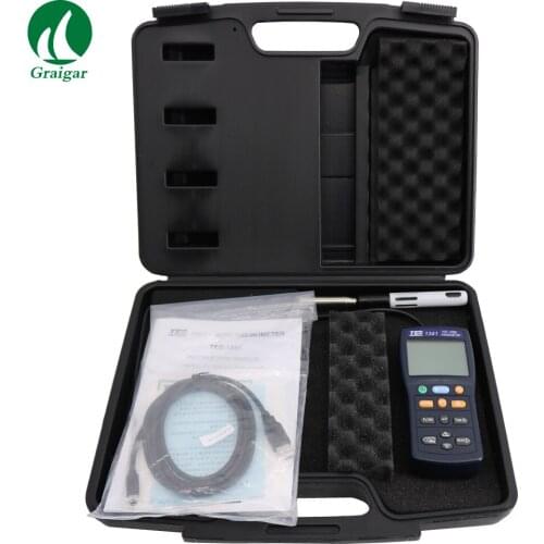TES-1341 Digital Air Wind Flow Meter Hot Wire Thermo Anemometer Speed Measuring Tester Meter