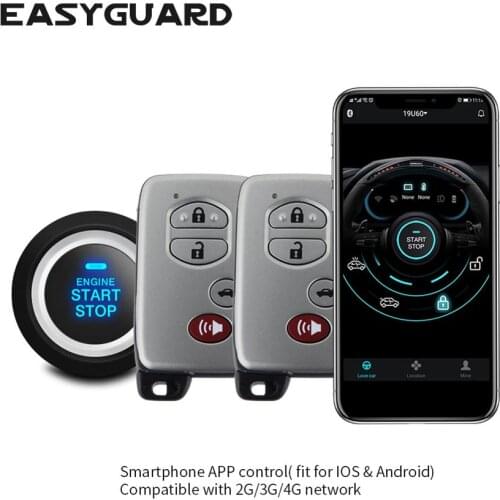 EASYGUARD 2 way GSM Android IOS Apple 4G 3G 2G phone APP remote starter engine start stop GPS tracking alarm security system