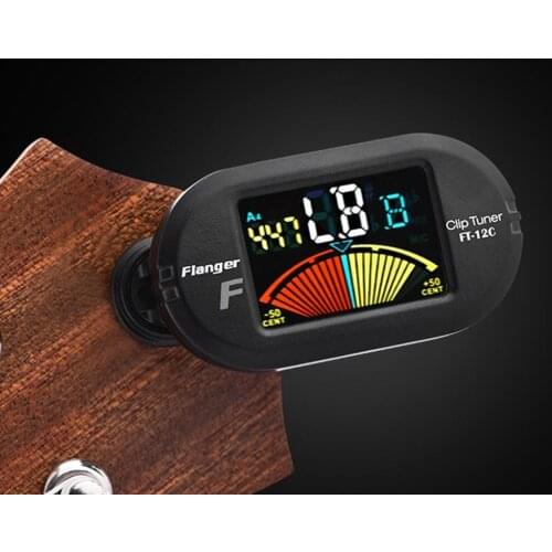 FT-12C Flanger Clip-on Guitar Tuner Rotatable Digital Tuner LCD Chromatic Display for Guitar Bass Ukulele Violin Accessories