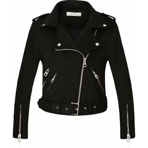 2019 Best-selling Motorcycle Jacket Women Coat Spring and Autumn Temperament Lapel Women Jacket Suede Leather Jacket