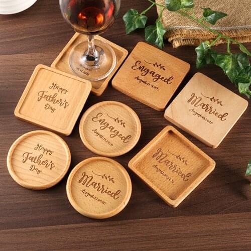 Custom Tea Coffee Cup Pad Durable Drink Mat Placemats Decor Home Table Heat Resistant Wood Coasters Fathers Day Gift Cup