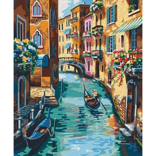 A Boat In Watertown 40x50CM Painting By Numbers Digital Oil Living Room Landscape Animation Character Coloring Manual Decoration