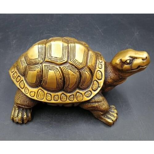 China Collectible Culture Delicate Decor Old brass Dragon turtle