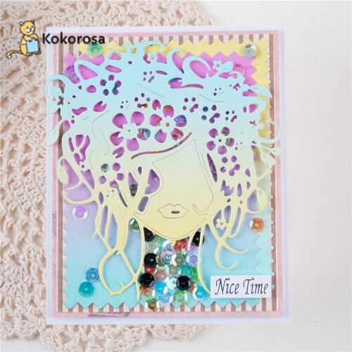 Kokorosa Girl Image Frame Metal Cutting Dies Scrapbooking Stencils Embossing Paper Die Cut Photo Album Decor Template 2021