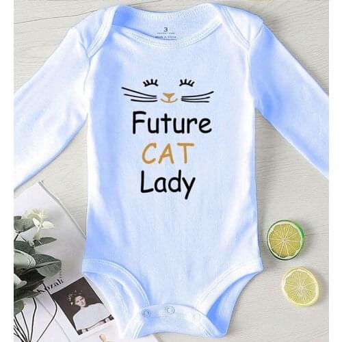Bodysuit for Newborns Boy Infant Outfits Winter Jumpsuit Kids' Things ' Things Baby Shower Gifts Future Cat Lady Letter Printed