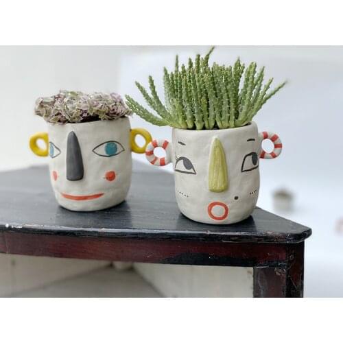 Mini Face Vase Succulents In Pots Dried Flowers Hydroponic Flower Arrangement Vase Home Decoration Desktop Ornaments Send A Gift