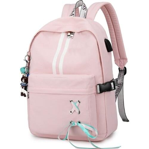 Fashion Anti Theft Reflective Women Backpack USB Charge Earphone Hole School Bags Girls Travel Laptop Bagpack Bookbags