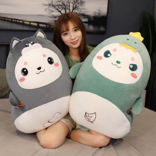 Cartoon Animals Plush Toy Squishy Stuffed Husky Dog Dinosaur Unicorn Bunny Doll Sleep Pillow Bed Cushion Xtmas Gift 40/55/75cm