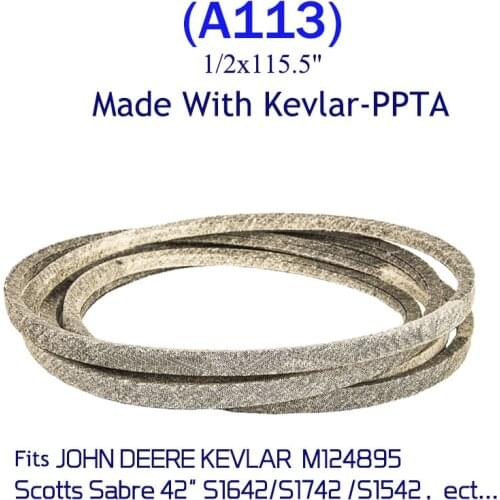 Deck Belt 42 Cut Scotts Para Aramid Fiber Kevlar Lawn Mower Engine Dry Cloth Sabre S1642 S1742 S1542 For John Deere M124895