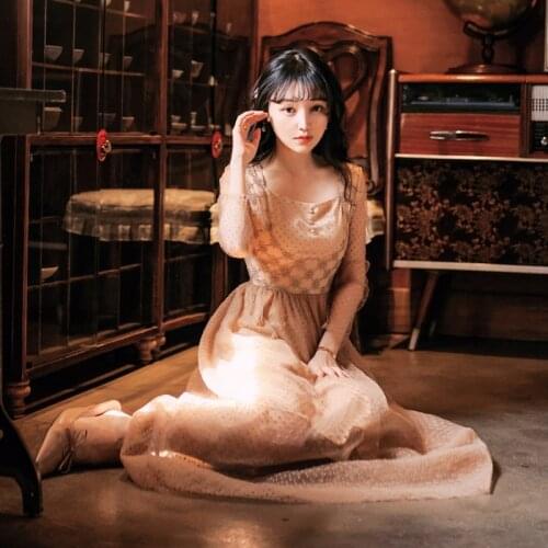 2021 new fashion womens clothing Square Collar Vintage dresses for women dress