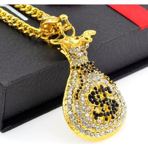 2020 Hip Hop Rap Gold Color US Dollar Pendant Necklace Chain Accessories Hiphop Jewelry Money For Women/Men Bling Jewelry