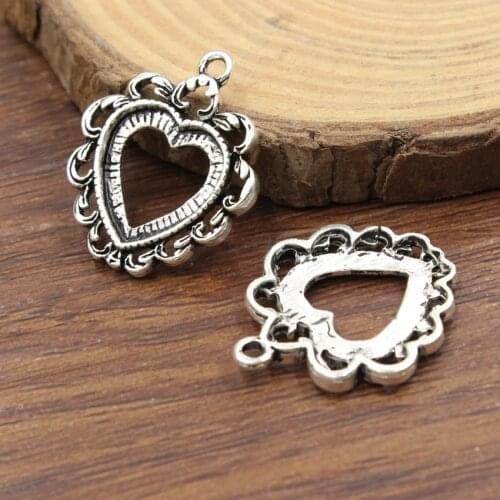 Fit:13mm Heart Cabochons Antique Silver Cameo/Glass/ Frame bezel Settings Tray blank DIY Accessory Making 20pcs/lot K05320