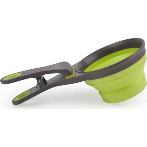Portable Pet Food Container Folding Silicone Dog Bowl Feeder Dogs Feed Storage Tool Measuring Cup Spoon Sealing Clip Sealing