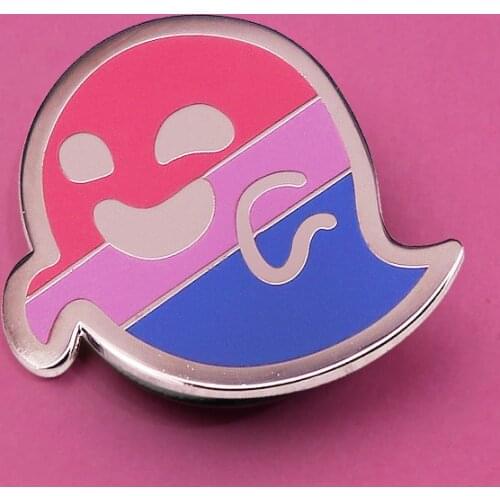 Ghost Asexual Bisexual Pride Queer Enamel Brooch Pin Hat Bag Collar Lapel Pins Badges Women Mens Fashion Jewelry Accessories