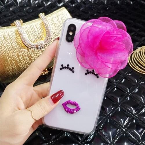 LaMaDiaa Flower Transparent Case Rhinestone Eyes Sexy Lips Phone Cases For Huawei P20 Lite P20 pro Soft TPU Cover