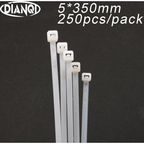 250 5mm*350mm 4.5mm Self locking Nylon Cable Ties White color Plastic Zip Tie wire binding wrap straps UL Certified