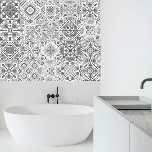 Grey Tiles Wall Stickers Vintage Self Adhesive Tile Backsplash Sticker Home Kitchen Decor Art Wall Decals Spain