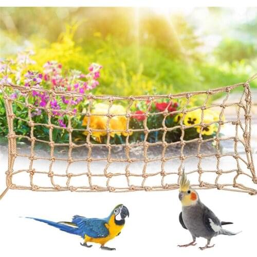 Parrot Climbing Hemp Rope Net Bird Ladder Toy Play Gym Training Hanging Swing Hammock Cage Decoration for Parakeet Macaw U3
