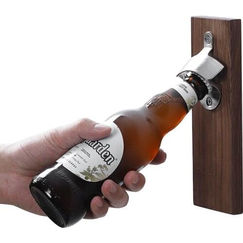 Nordic Wooden Bottle Opener Fridge Magnet Zinc Alloy Beer Wine Bottle Openers Creative Gift Kitchen Restaurant Coffee Bar Tools