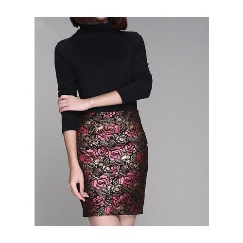 Top brand Print Genuine Leather Slim Hip Skirt K162 high quality