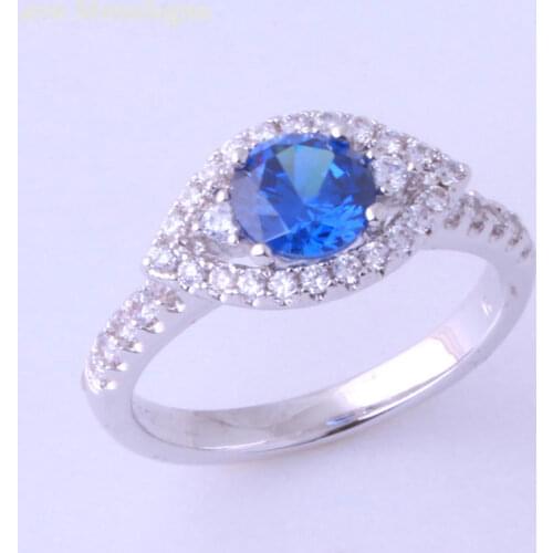 Love Monologue Excellent Blue Crystal & Cubic Zirconia Silver Color Ring Jewelry for Christmas Gift X0003