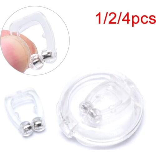 1/2/4PCS Qulity Silicone Magnetic Anti Snore Stop Snoring Nose Clip Sleep Tray Sleeping Aid Apnea Guard Night Device With Case