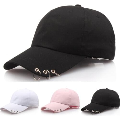 Hip Hop Womens Baseball Caps With Rings For Men Boy Girls Unisex Kpop Black Outdoor Sun Visor Snapback Cap Streetwear Dad Hat