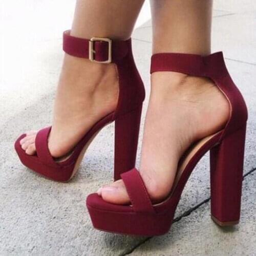 Sexy Women Platform Chunky Heels Sandals Peep Toe Ankle Strap Chic Dress Shoes 2018 Cut-out Summer Gladiator Pumps Free Ship