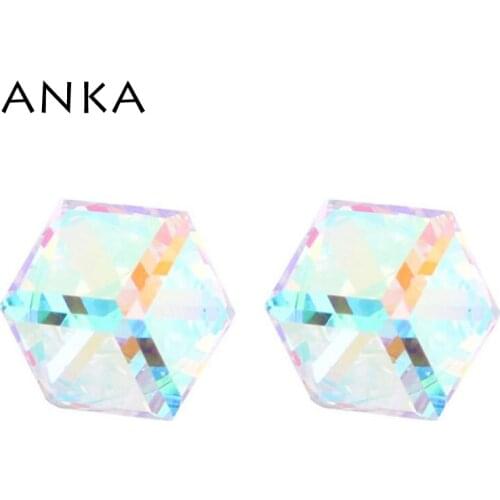 ANKA Original Crystal Piercing Earrings For Women Silver Color Cube Stud Earring Jewelry Gifts Crystals from Austria #100267