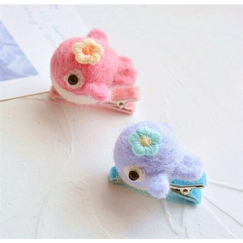 10pcs/Lot Fashion Cute Little Whale Hair Clip Girls Kids Korean Simple Princess Hair Bands Plush Animal Clip Hair Accessories