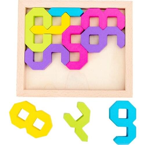 3D jigsaw wooden toy montessori creative digital building blocks childrens early learning educational toy for children kids boy