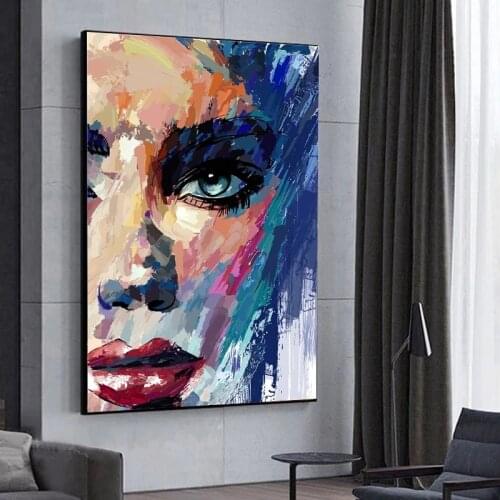 Abstract Portrait of Woman Oil Painting on Canvas Figure Wall Art Posters Prints Wall Pictures for Home Decor Mural Cuadros