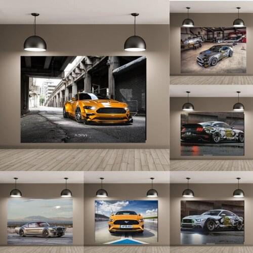 Ford Mustang GT Fastback Car Posters and Prints Canvas Painting Wall Art Pictures for Living Room Bedroom Home Decor Cuadros