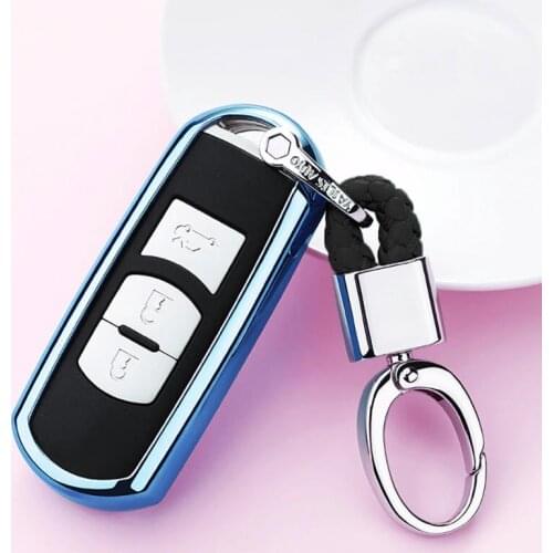 Car Key Case Shell Cover TPU With Key Chain For Mazda 6 323 626 3 2014 2015 Cx-5 Cx-7 Cx-9 Remote Key Protective Cover Fob