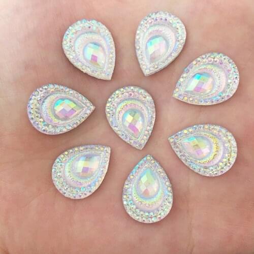 DIY 40pcs Resin AB drop Peacock eye/FlatBack Appliques/Wedding crafts F064