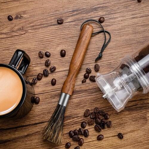 Dropshipping Kitchen Supplies Coffee Grinder Machine Wood Handle Powder Cleaning Brush Barista Tool Coffee Grinder Brush
