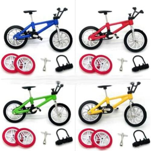 Fingerboard Bicycle Toys With Brake Rope Simulation Alloy Finger Bike Children Gift 1 Sets = Mini bicycle/tools/lock/tire