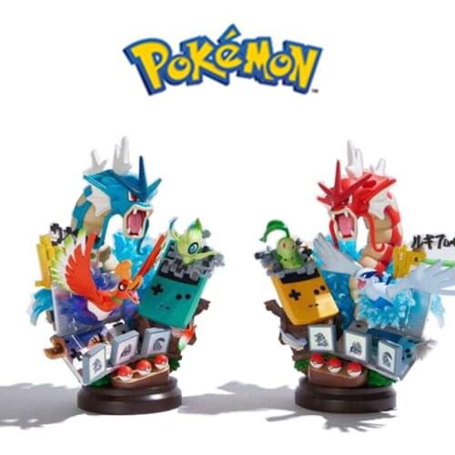 Pokemon Anime Xiaozhi Pikachu Gyarados Fire-breathing Dragon GBA Game Machine Meow Ho-Oh Action Celebi Doll GK Decoratio