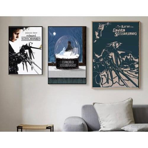 Art Edward Scissorhands Tim Burton Movie Classic Vintage Canvas Painting Poster DIY Wall Paper Posters Home Decor Gift