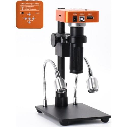 Hayear 21MP HDMI USB Microscope Camera 150X C-mount Lens Industrial Microscope Stand Backlight for Digital Electronic PCB Repair