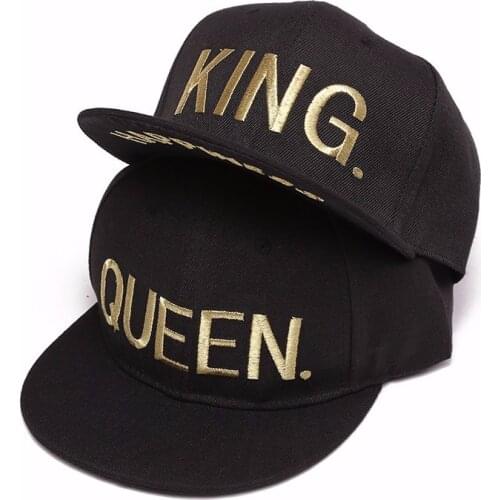 KING QUEEN gold shine Print Trucker Caps Men Women Summer Visor Snapback Hat White Black Couple baseball cap