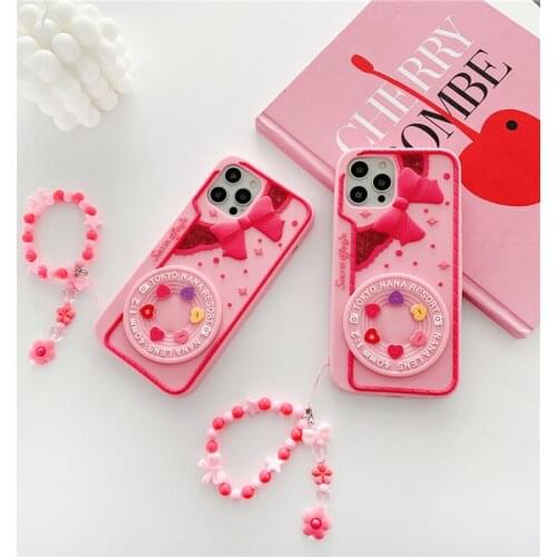 Cute Pink love heart bowknot kid girl gift Phone Case For iphone 12 11 pro max mini XR XSmax 6 7 8 Plus SE2 Soft Silicone Cover