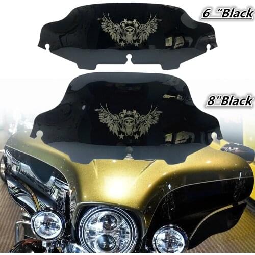 Motorcycle 5"/6''/8" Black skull Windshield Fairing Windscreen For Harley Electra Street Glide FLHX Touring 1996-2013