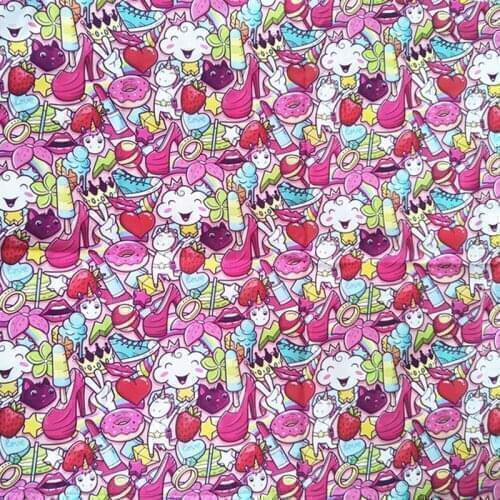 Cartoon Pink Lovely Unicorn Cotton Fabric for Kids Clothes Backpacks Slipcover Cushion Cover DIY Sewing Material