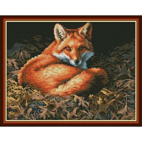 Fox cross stitch kit aida 14ct 11ct count print canvas cross stitches needlework embroidery DIY handmade