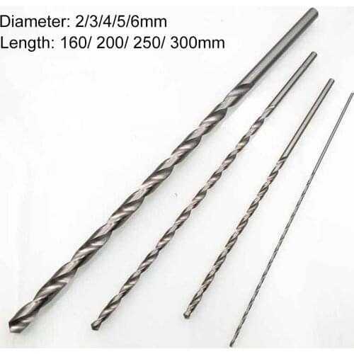 HSS Drill Bits Set 2-6mm Diameter 160-300mm Length Straight Shank Twist Drill Bits Wood Aluminum Plastic Cutting Drilling Tools