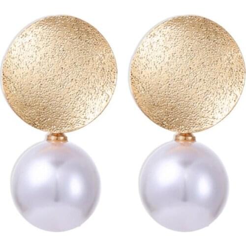 New Personality Creative fashion ear jewelry High Quality Good metal Imitation round Pearl Earrings